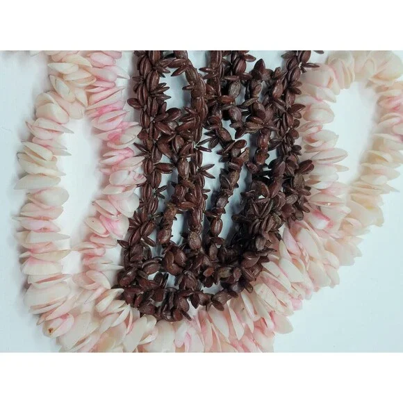 5 Vtg Wood & Seashell Tropical Fashion Beaded Necklace lot Handmade Layered Boho - Picture 14 of 15